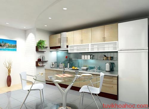 Thiết kế phòng bếp cần tránh đối diện với cửa chính