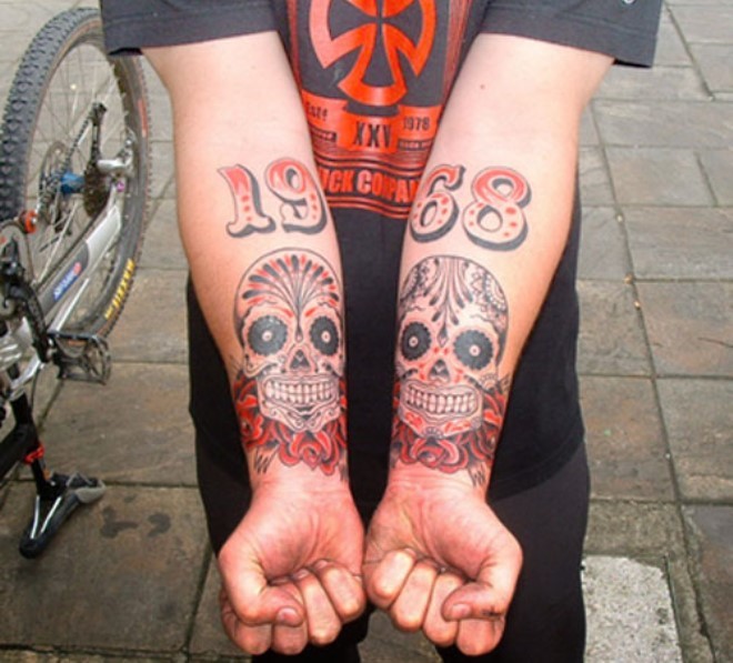 mexicansugarskullstattoodesignsonarms