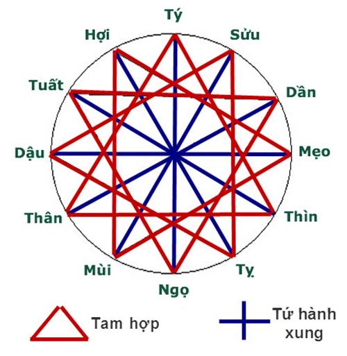 Các tuổi tứ hành xung và tam hợp