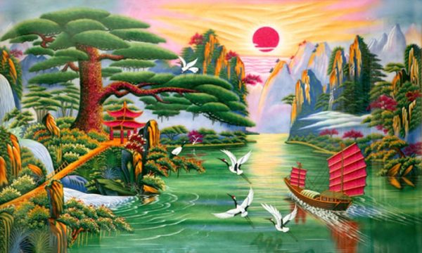 Tranh tùng đón khách