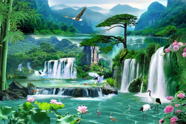 Tranh sơn thủy hùng vĩ