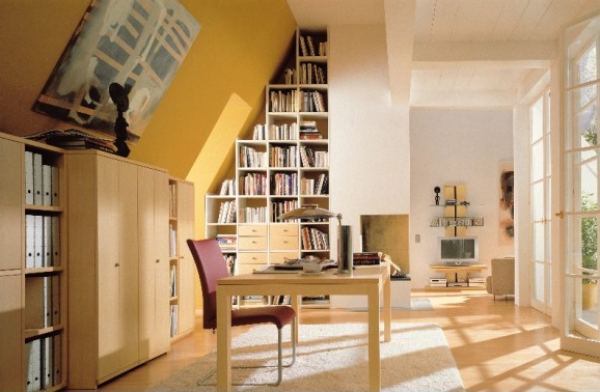 gia de sach trong phong lam viec Bài trí góc làm việc dựa trên thuyết phong thủy